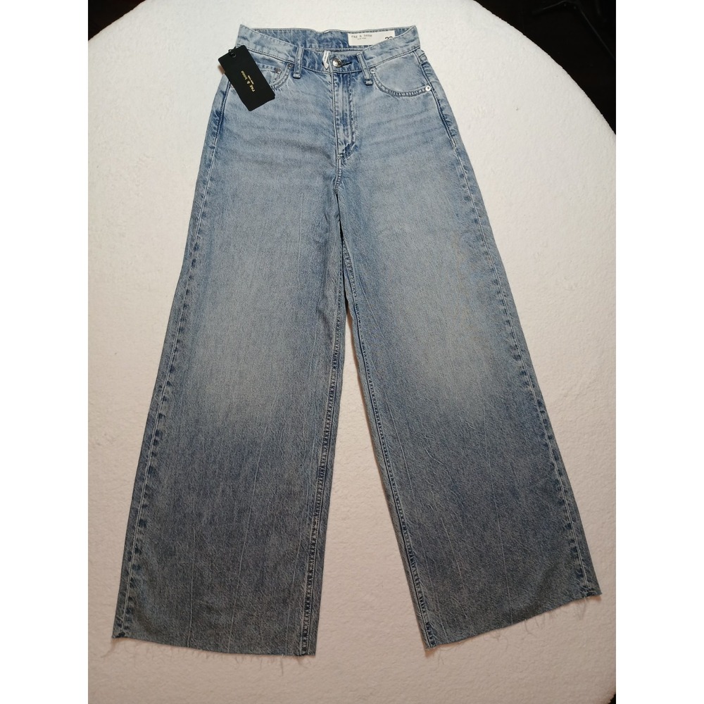 NWT Rag & Bone $278 Featherweight Sofie High Rise Ankle Wide Leg Jeans Mira 23